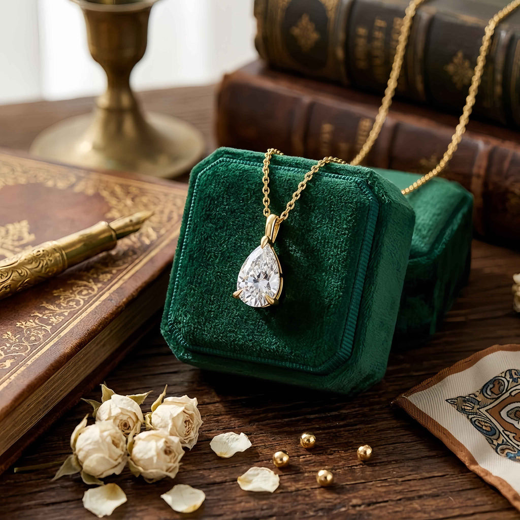 Pear CZ Solitaire Necklace