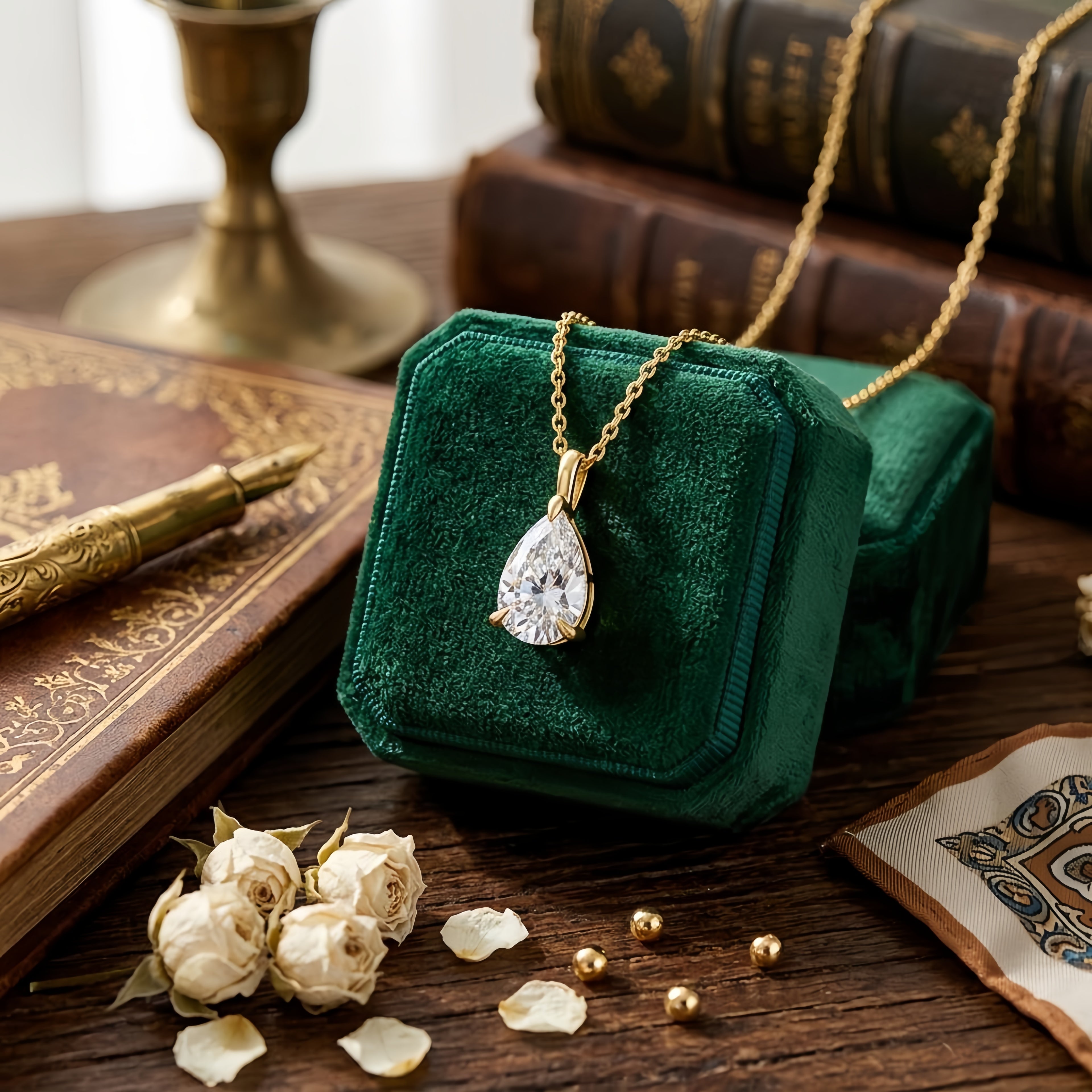 Pear CZ Solitaire Necklace