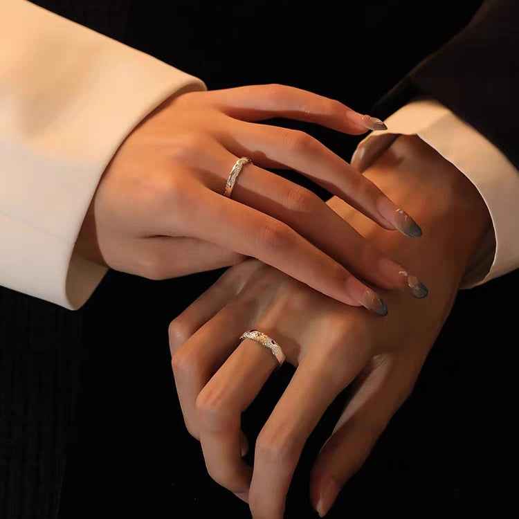 Celestia Sun and Moon Couple Rings in Sterling Silver