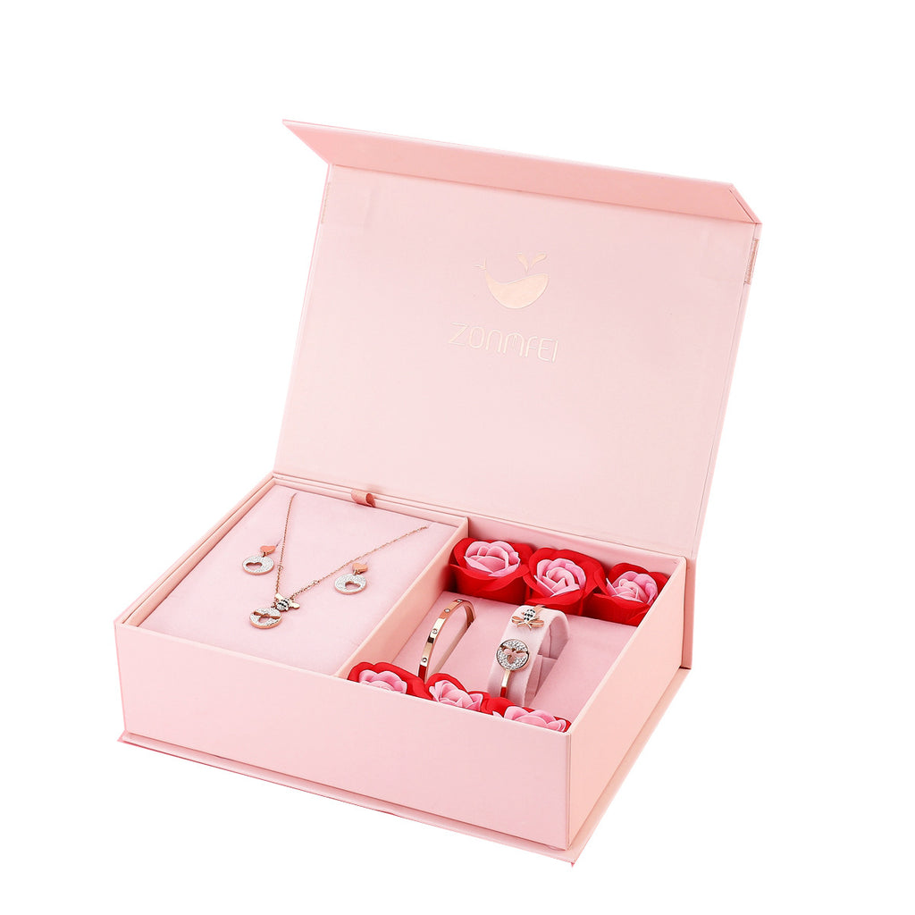 Luxury Titanium Steel Jewellery Set (3-Piece) for Women | Elegant Necklace, Earrings & Bracelet Set