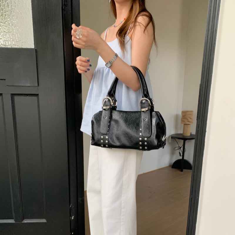 Veloura Luxe One-Shoulder Biker Tote Bag for Women | Premium Retro Chic Underarm Handbag