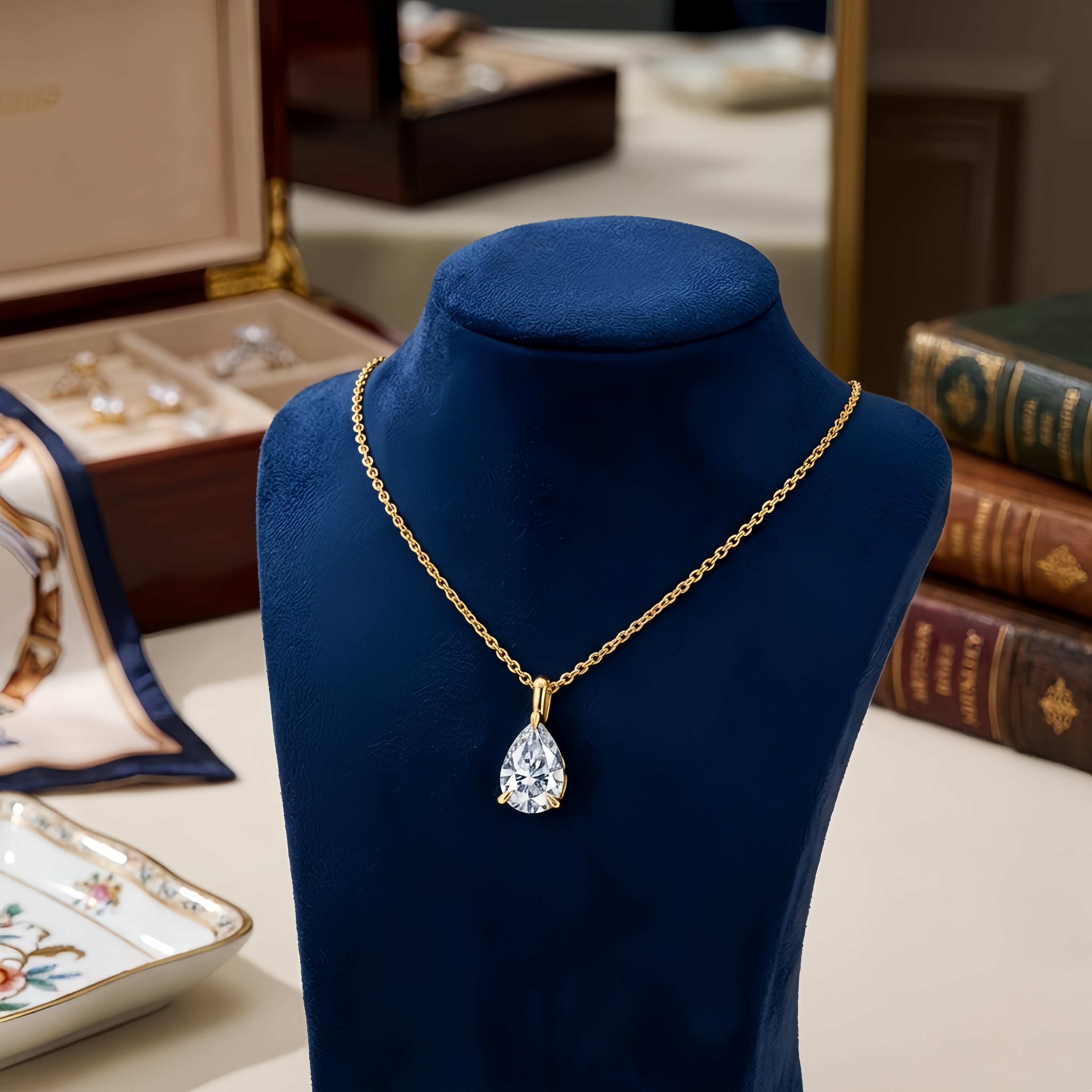 Pear CZ Solitaire Necklace