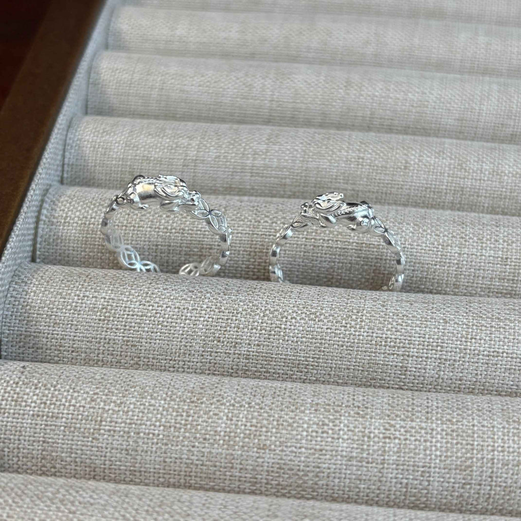 Fortuna Pixiu Coin Ring in Sterling Silver
