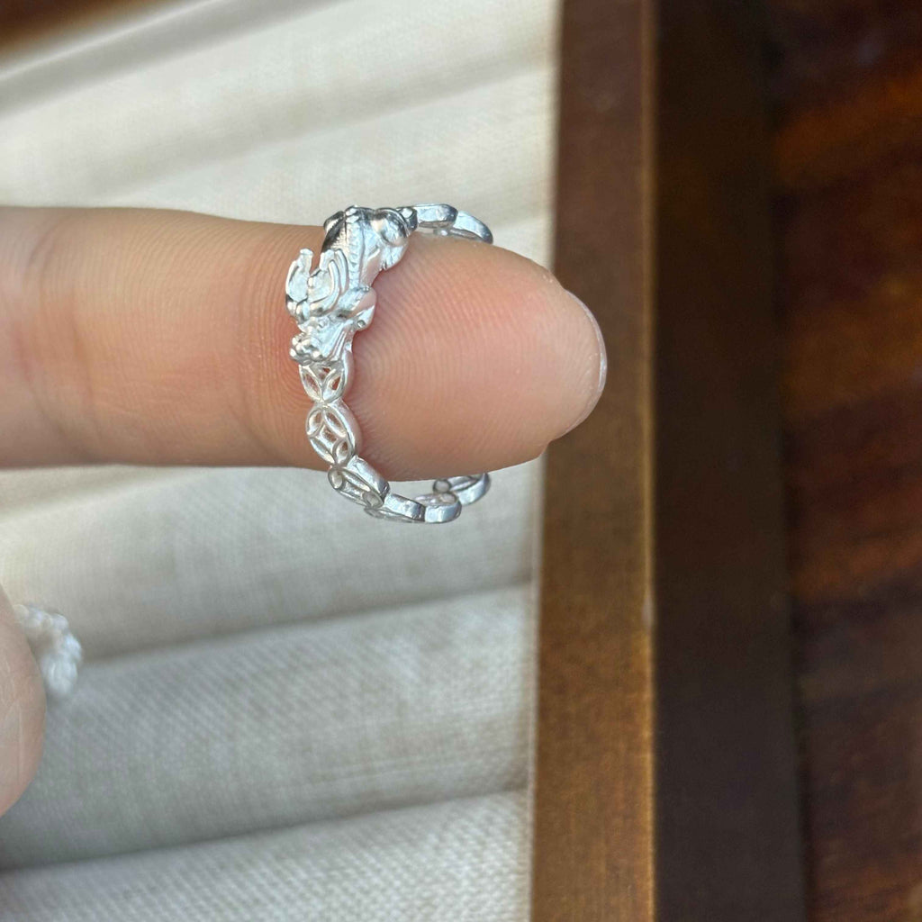 Fortuna Pixiu Coin Ring in Sterling Silver