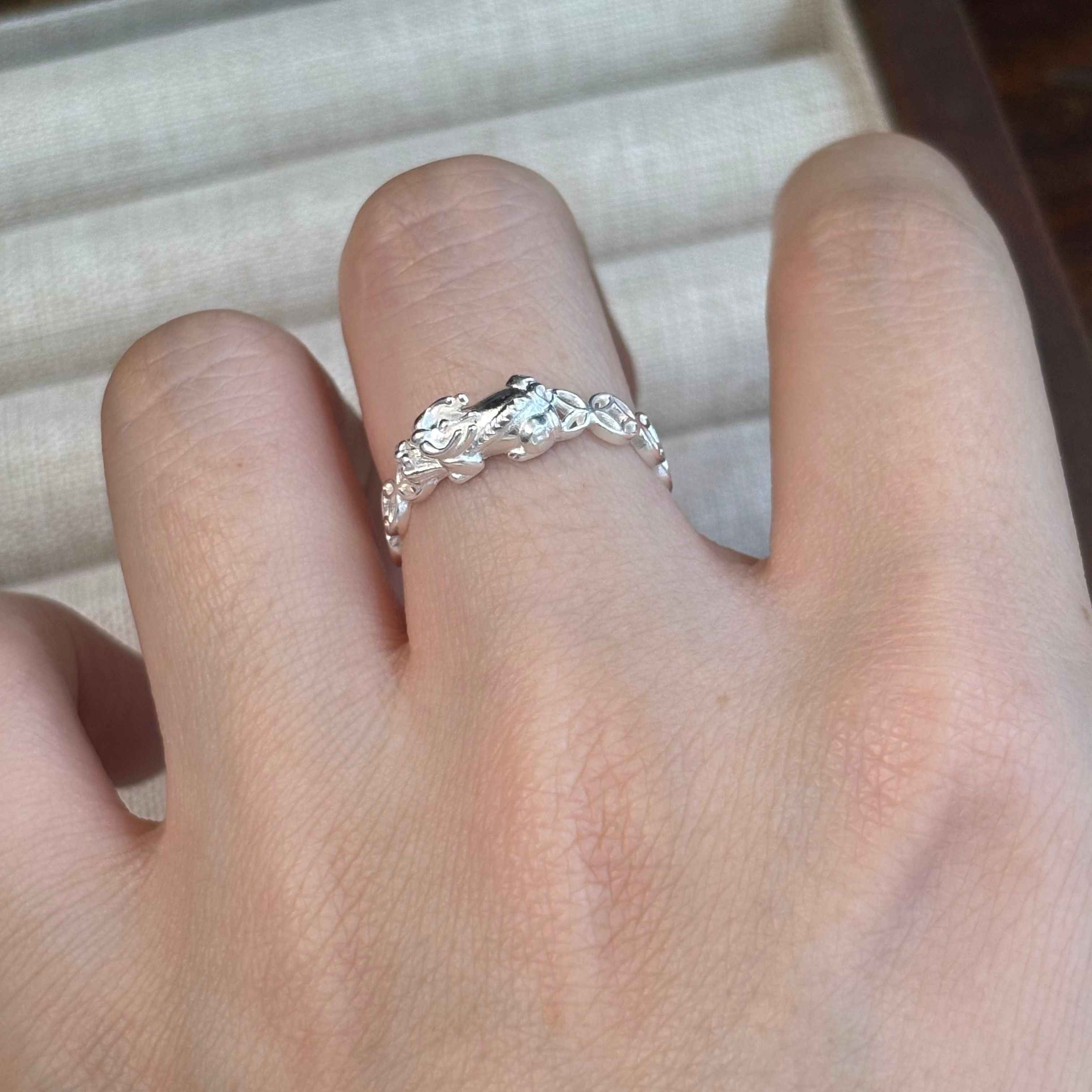 Fortuna Pixiu Coin Ring in Sterling Silver