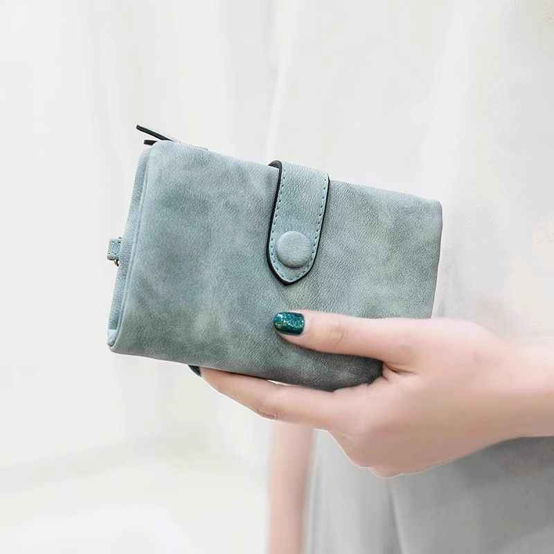 Matte Finish Short Trifold Wallet for Women | Cute Minimalist Card Holder Purse