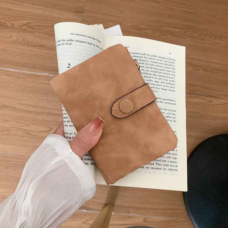 Matte Finish Short Trifold Wallet for Women | Cute Minimalist Card Holder Purse