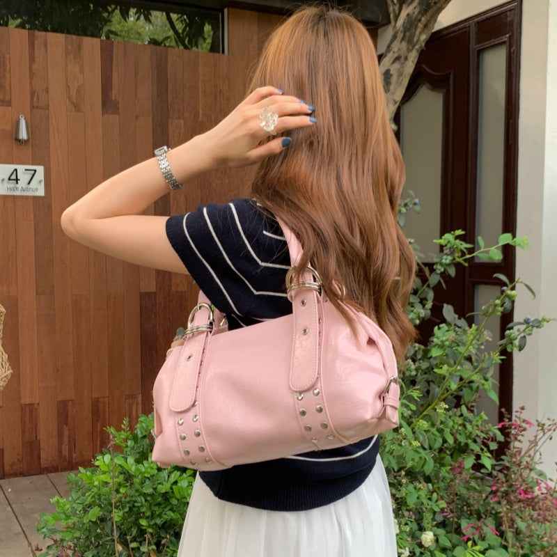 Veloura Luxe One-Shoulder Biker Tote Bag for Women | Premium Retro Chic Underarm Handbag