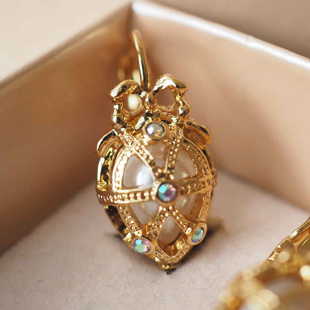 Vintage Pearl Pendant Earrings for Women | Luxury Elegant Jewelry