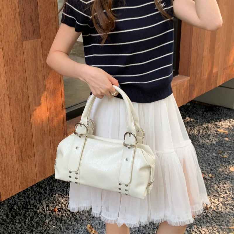 Veloura Luxe One-Shoulder Biker Tote Bag for Women | Premium Retro Chic Underarm Handbag
