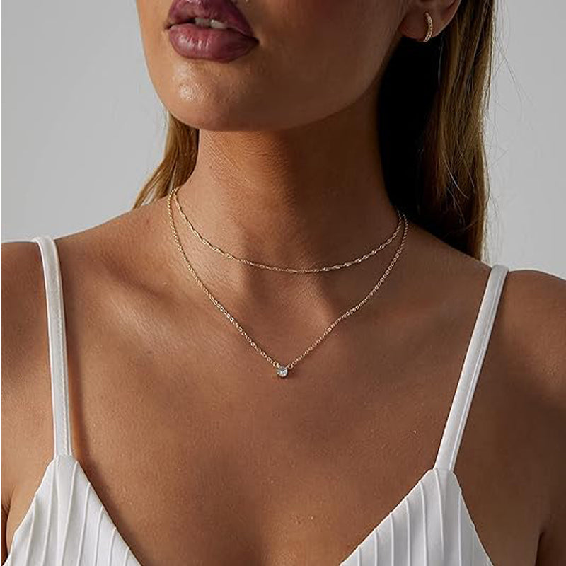 14K Gold Plated Solitaire Pendant Necklace for Women | Premium Elegant Jewelry