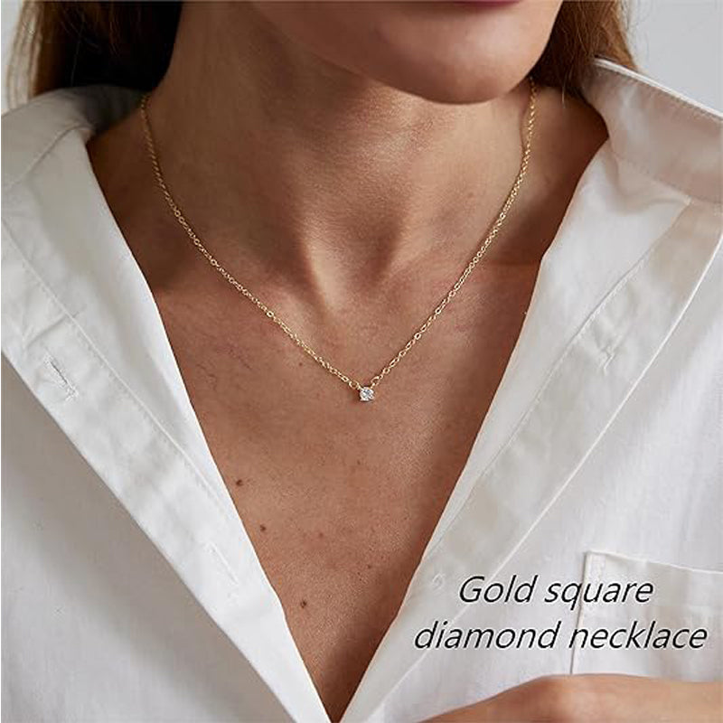 14K Gold Plated Solitaire Pendant Necklace for Women | Premium Elegant Jewelry