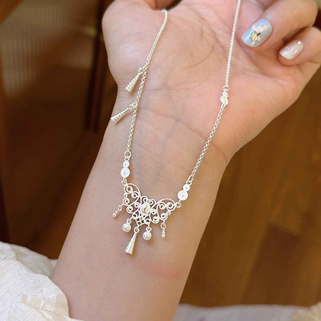 Lunéa Lock Tassel Necklace in Sterling Silver