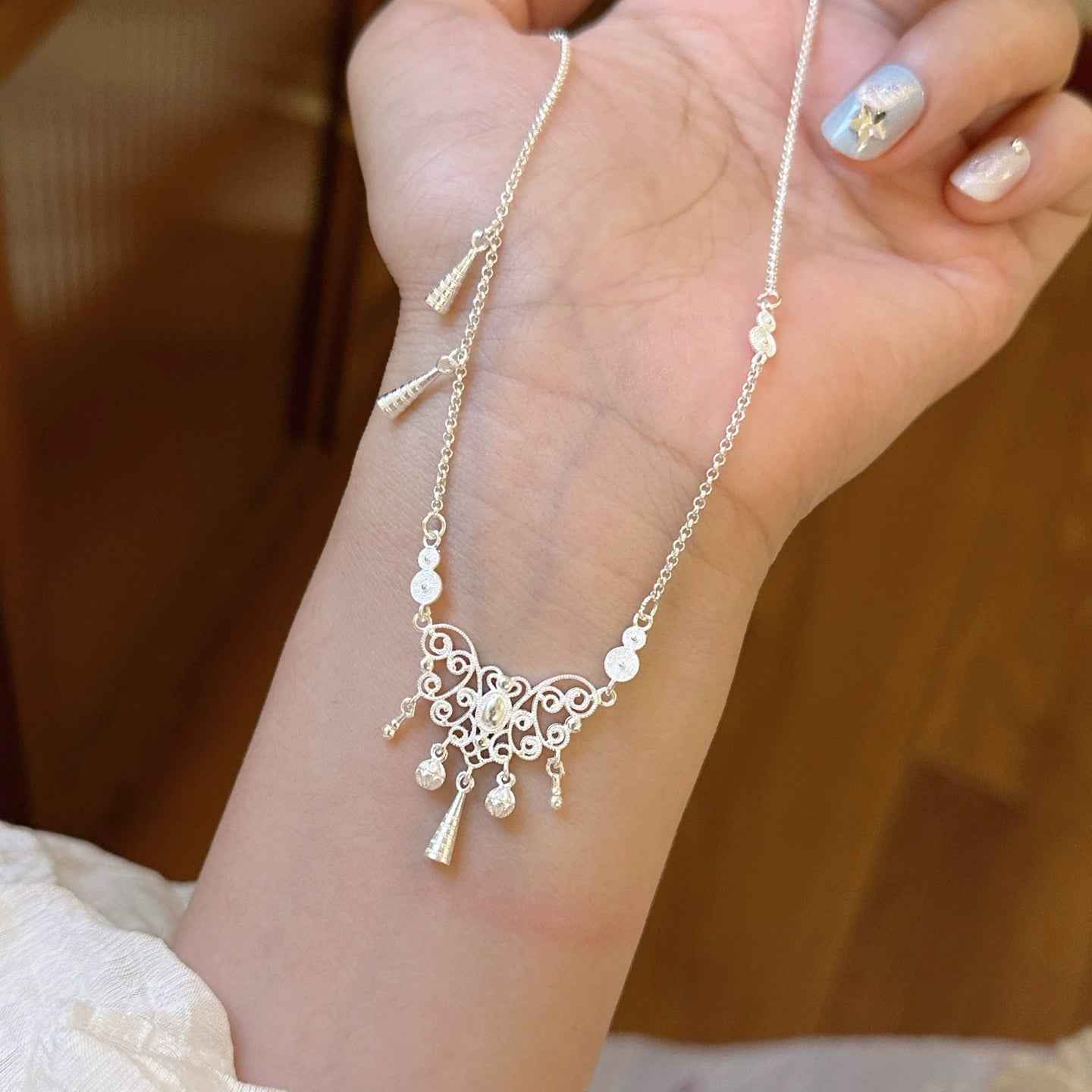 Lunéa Lock Tassel Necklace in Sterling Silver