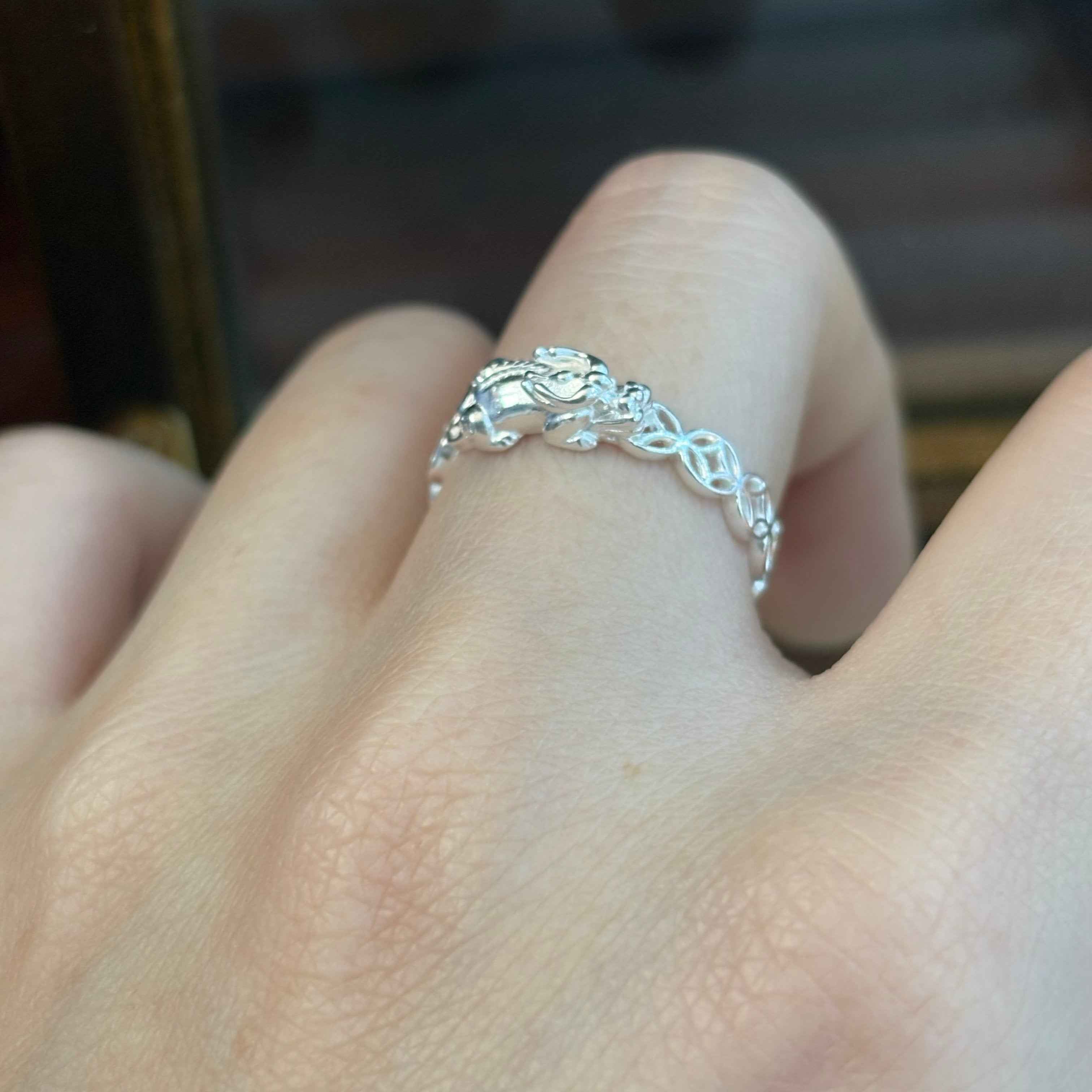 Fortuna Pixiu Coin Ring in Sterling Silver