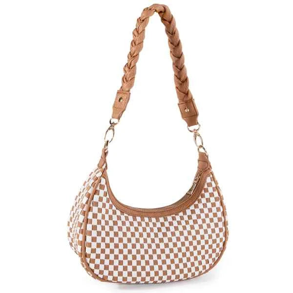 Women’s Woven Hobo Handbag | Fashion Vegan Leather Tote Bag Brown