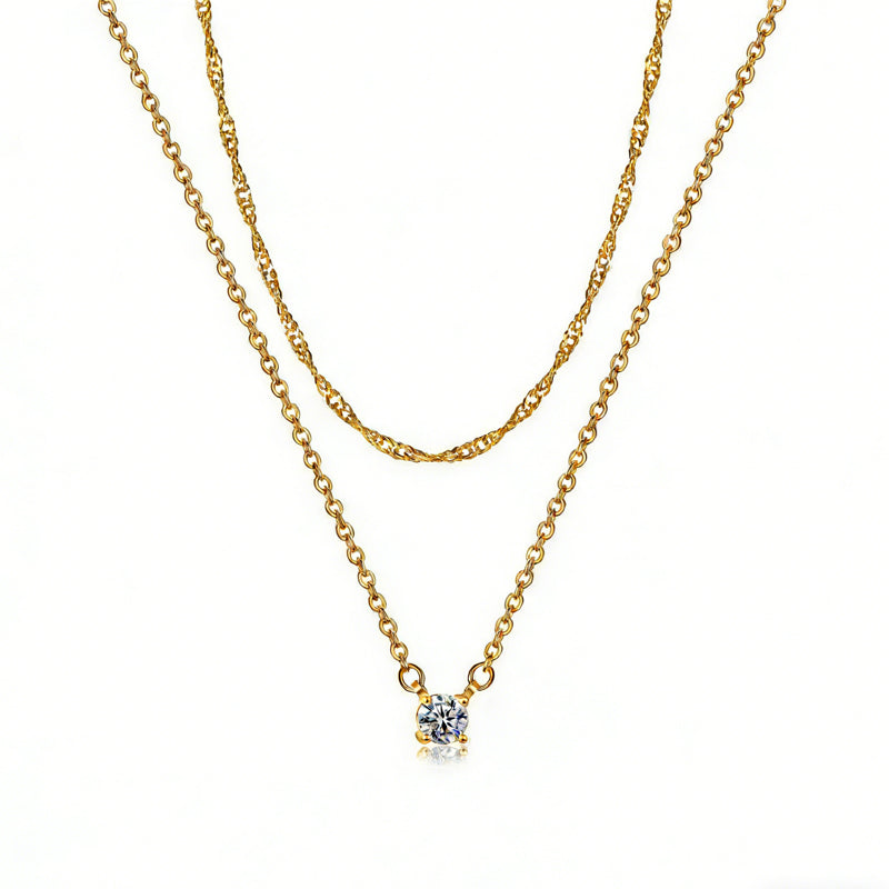 14K Gold Plated Solitaire Pendant Necklace for Women | Premium Elegant Jewelry