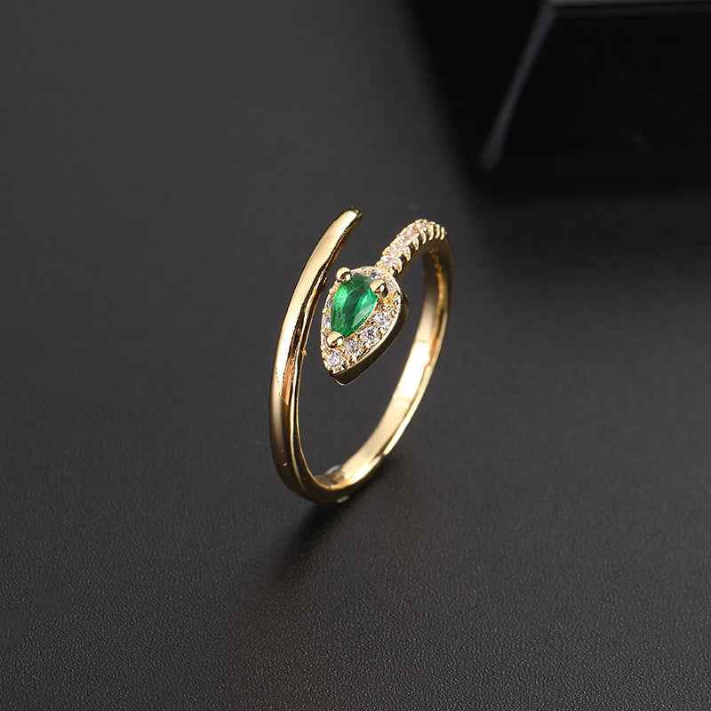 Émeraude Vintage Zircon Ring - Elegant Open Ring Jewelry Piece