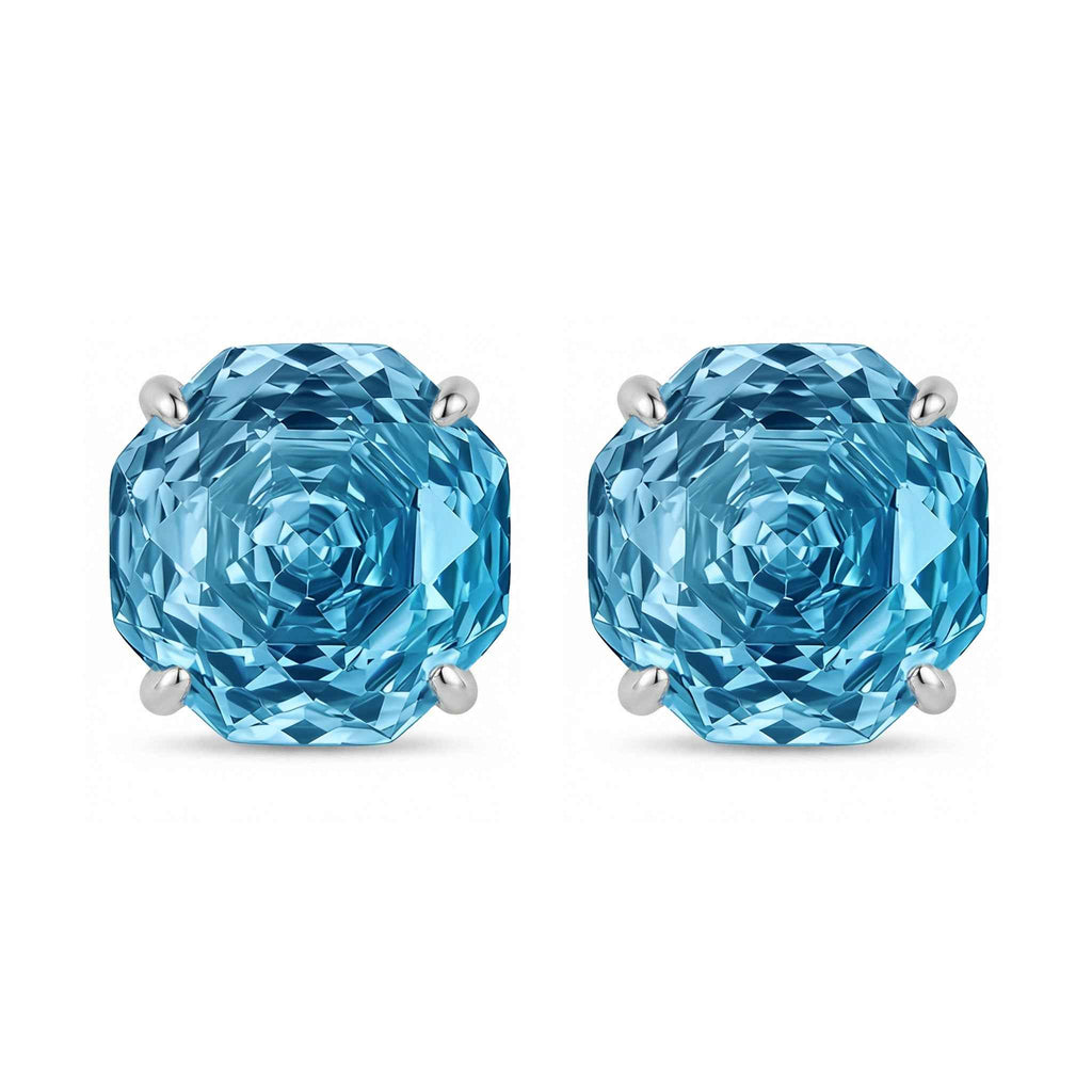 Blue Octagon Stud Earrings