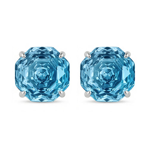 Blue Octagon Stud Earrings
