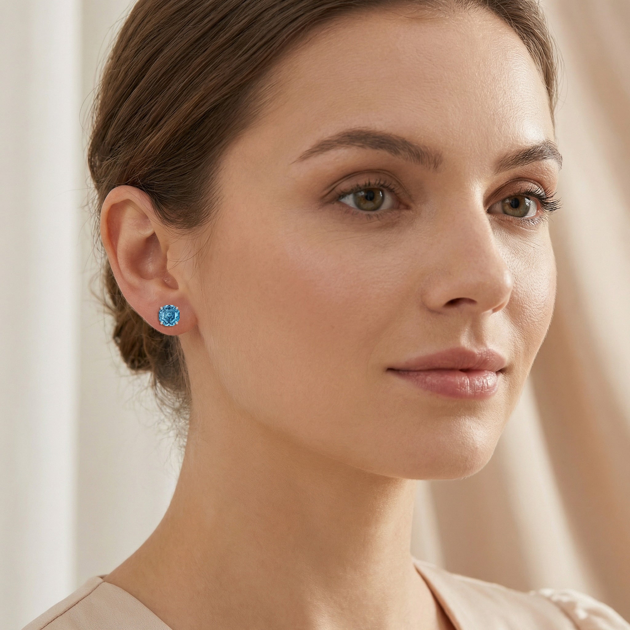 Blue Octagon Stud Earrings