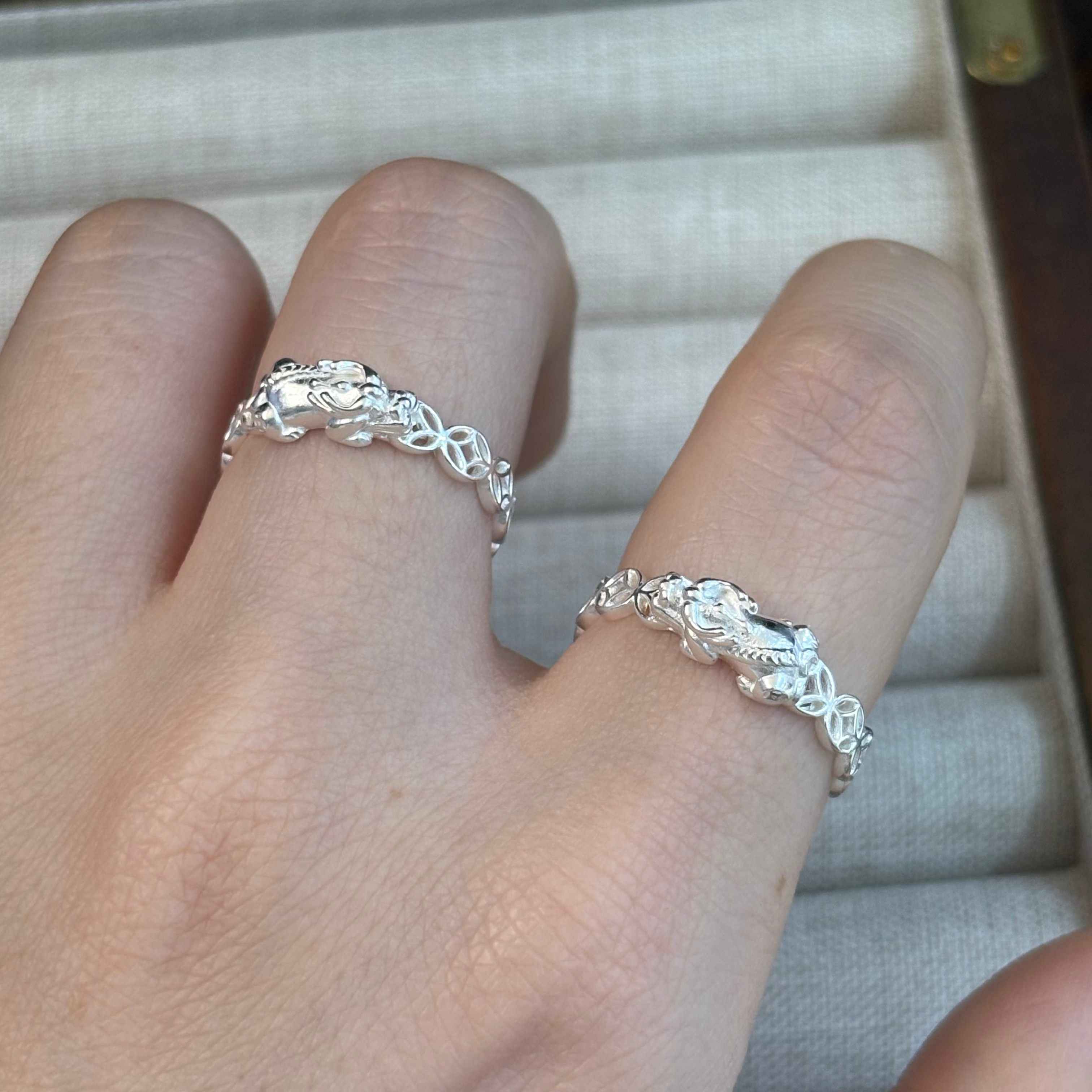 Fortuna Pixiu Coin Ring in Sterling Silver