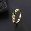 Émeraude Vintage Zircon Ring - Elegant Open Ring Jewelry Piece