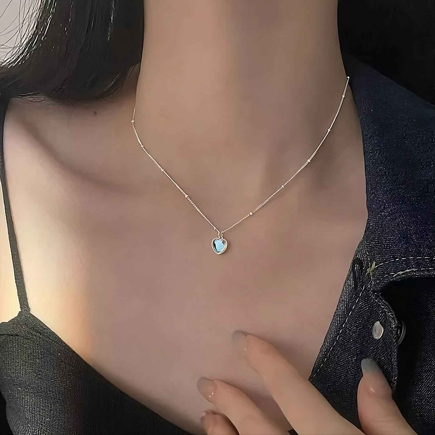 Luxury Heart Pendant Necklace | Elegant Loving Heart Gradient Pendant for Women